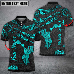Maxcorners Polynesian Pattern 2 Bowling And Pins Multicolor Option Customized Name 3D Shirt