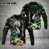 Maxcorners Custom Name Green Dragon Bowling 3D Hoodie