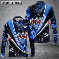 Maxcorners Billiards Thunder Multicolor Option Customized Name Long Sleeve Polo Shirt