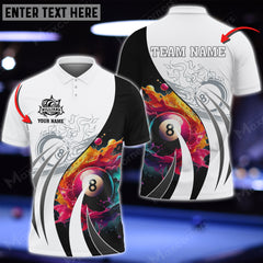 Maxcorners Billiards 8 Ball Colorful Personalized Name 3D Shirt