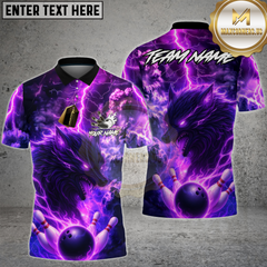 Maxcorners Bowling Shirt Lightning Wolf Firestorm Strike Multioptions Personalized Name, Team Name Unisex 3D Shirt (4 Colors)