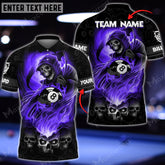 Maxcorners Billiards Ball 8 Fire Death Skull Multicolor Options Personalized Name 3D Shirt (6 Colors)