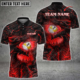 Maxcorners Billiards 9 Ball Fire Dragon Personalized Name, Team Name Unisex Shirt ( 4 Colors )