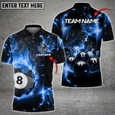 Maxcorners Billiards Blazing Fire Multicolor Options Personalized Name 3D Shirt (4 Colors)
