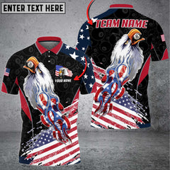 Maxcorners Billiards 8 Ball US Flag Eagle Customized Name, Team Name 3D Shirt (Multicolor Options)