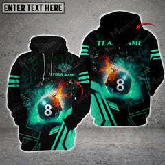 Maxcorners Billiards 8 Ball Flame Multicolor Option Customized Name 3D Hoodie