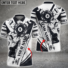 Maxcorners Billiard Player 8 Ball Crack Personalized Name 3D Shirt (Multi Color Options)