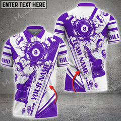 Maxcorners Billiard Player 8 Ball Crack Personalized Name 3D Shirt (Multi Color Options)