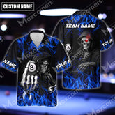 Maxcorners Billiards Fire Skull Multicolor Options Personalized Name Hawaiian Shirt ( 4 Colors )