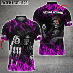 Maxcorners Billiard Fire Skull Personalized Name 3D Shirt (Multi Color Options)