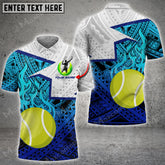 Maxcorners Tennis Fire Ball Polynesian Pattern Multicolor Options Customized Name 3D Shirt ( 4 Colors )