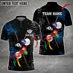 Maxcorners Billiards Ball Grunge Multicolor Options Customized Name 3D Shirt
