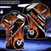 Maxcorners Billiards Ball 8 Metal And Fire Personalized Name, Team Name Unisex Shirt ( 5 Colors )