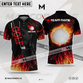 Maxcorner Customized Name Golf Ball Burning Room Multicolor Options 3D Polo Shirt ( 4 Colors )