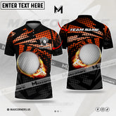 Maxcorner Customized Name Golf Ball Fire Multicolor Options 3D Polo Shirt ( 4 Colors )