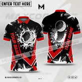 Maxcorner Customized Name Earthquake Golf Ball Multicolor Options 3D Polo Shirt ( 4 Colors )