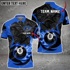 Maxcorners Billiards 8 Ball Fire Legend Personalized Name, Team Name Unisex Shirt ( 6 Colors )