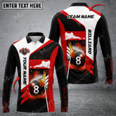 Maxcorners Billiards 8 Ball Fire Multicolor Option Customized Name Long Sleeve Polo Shirt