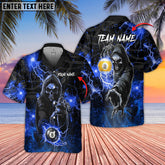 Maxcorners Billiards Thunder Skull Multicolor Options Personalized Name Hawaiian Shirt ( 6 Colors )