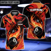 Maxcorners Billiards Fire Phoenix Multicolor Options Personalized Name 3D Shirt (6 Colors)