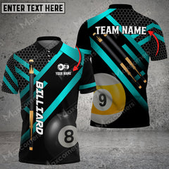 Maxcorners Billiards Metalic Style Personalized Name, Team Name Unisex Shirt ( 6 Colors )