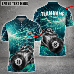 Maxcorners Billiards 8 Ball Thunder Multi Color Options Personalized Name 3D Shirt