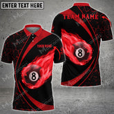 Maxcorners Billiards Fire Flame Pattern Multicolor Options Personalized Name 3D Shirt (4 Colors)