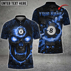 Maxcorners Billiards Ball 8 Skull Fire Personalized Name, Team Name Unisex Shirt ( 4 Colors )