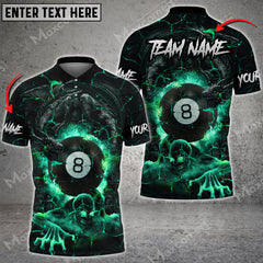 Maxcorners Billiards Skull & Dragon Fight Personalized Name, Team Name Unisex Shirt ( 4 Colors )