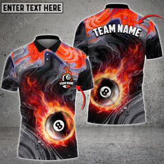 Maxcorners Billiards 8 Ball Fire Personalized Name, Team Name Unisex Shirt ( 6 Colors )