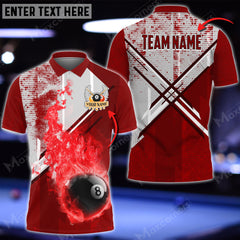 Maxcorners Billiards 8 Ball Point Fire Personalized Name 3D Shirt (Multi Color Options)