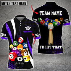 Maxcorners Billiards I'd Hit That Multi Color Options Customized Name 3D Shirt