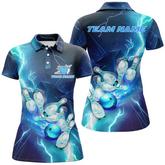 Maxcorners Bowling And Pins Multicolor Option Customized Name 3D Shirt For Women