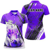 Maxcorners Bowling And Pins Strike Multicolor Option Customized Name 3D Shirt For Women