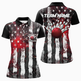 Maxcorners Bowling Ball & Pins Lightning American Flag Multicolor Option Customized Name 3D Shirt For Women