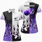 Maxcorners Bowling Ball & Pins Flame Pattern Multicolor Option Customized Name 3D Shirt For Women