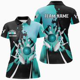 Maxcorners Bowling Ball & Pins Retro Jerseys Multicolor Option Customized Name 3D Shirt For Women