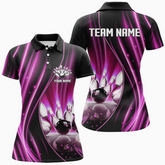 Maxcorners Bowling Lightning Multicolor Option Customized Name 3D Shirt For Women