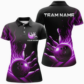 Maxcorners Bowling Flame Multicolor Option Customized Name 3D Shirt For Women