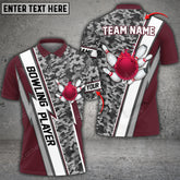Maxcorners Bowling Ball And Pins Flame Camo Pattern Multicolor Option Customized Name 3D Shirt (4 Colors)