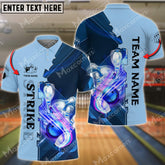 Maxcorners Bowling Ball And Pins Strike Multicolor Option Customized Name, Team Name 3D Polo Shirt (6 Colors)