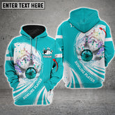 Maxcorners Bowling Ball Crashing The Pins Water Pattern Multicolor Option 3D Custom Name Shirt