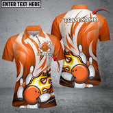 Maxcorners Bowling Ball And Pins Animated Fire Multicolor Option Customized Name 3D Shirt For Women (5 Colors)
