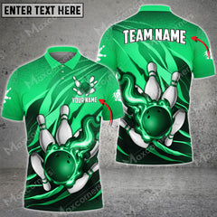 Bowling Ball And Pins Fire Storm Multicolor Option Customized Name 3D Shirt (6 Colors)