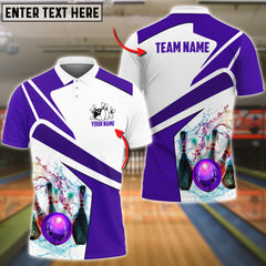 Maxcorners Bowling And Pins Water Pattern Professional Multicolor Option Customized Name 3D Shirt