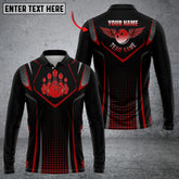 Maxcorners Bowling And Pins Polka Dot Motifs Premium Multicolor Option Customized Name Long Sleeve 3D Shirt