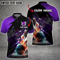 Maxcorners Bowling Broken Glass Multicolor Option Customized Name 3D Shirt