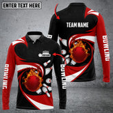 Maxcorners Bowling Ball And Pins Vortex Pattern Multicolor Option Customized Name Long Sleeve 3D Shirt