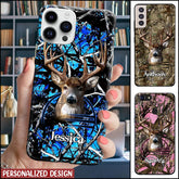 Maxcorners Deer Hunting Camo Pattern Personalized Name Multicolor Phone Case (6 colors) LM0912