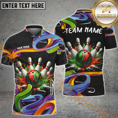 Maxcorners Graffiti Pattern Bowling Jersey Multicolor Options Personalized Name, Team Name 3D Shirt